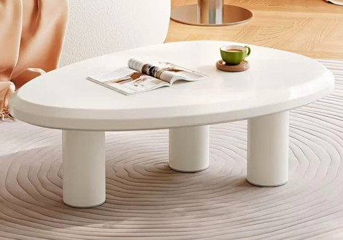 Oval white wood coffee - white,