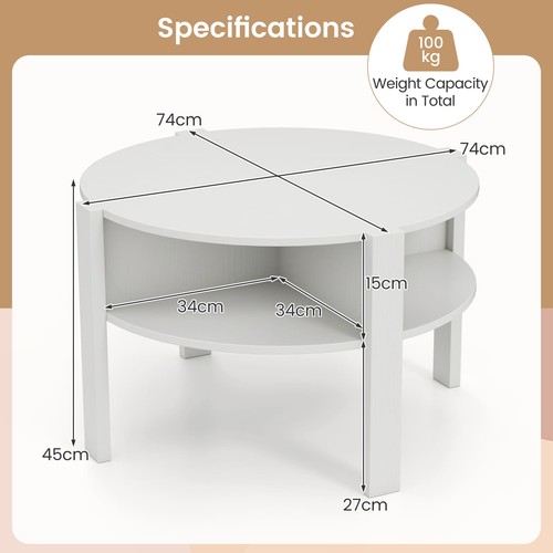 Round coffee table 74cm tea - coffee,