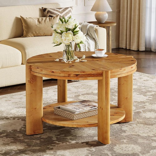 Round solid wood coffee - round, table