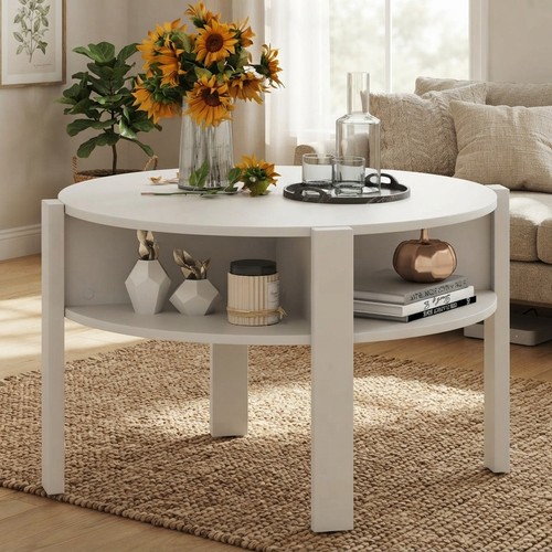 Modern white round - white, coffee