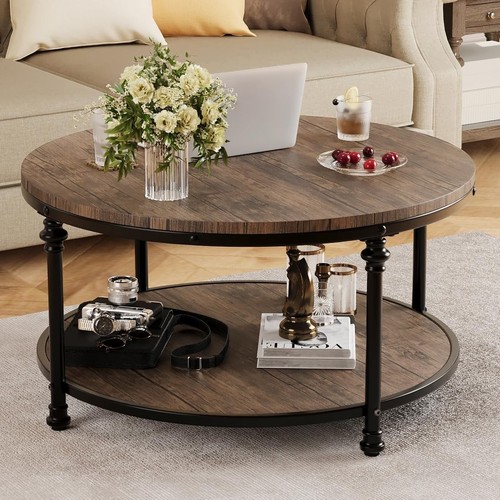 Tier round wooden - 2-tier, coffee