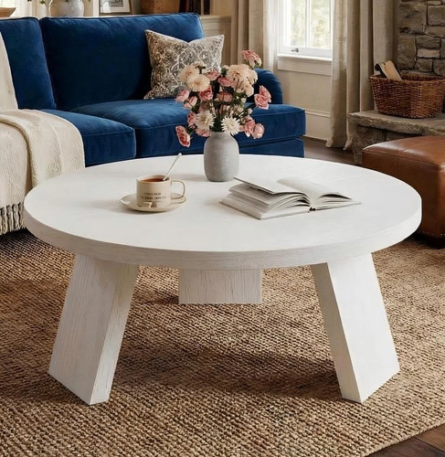 1pc wooden round coffee table - 1pc,