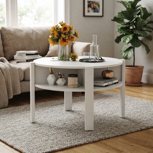 Modern white round coffee - modern,