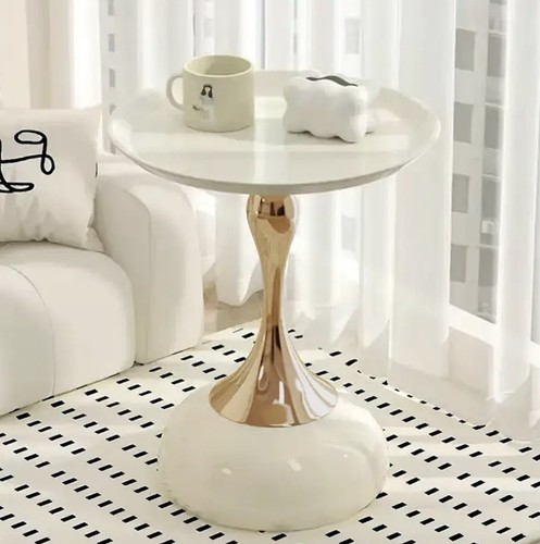 Small white round coffee table - white,