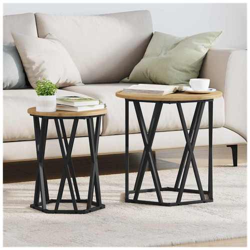 Coffee table round artisan oak - coffee,