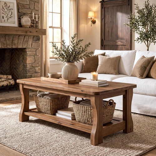120cm solid wood coffee - solid,