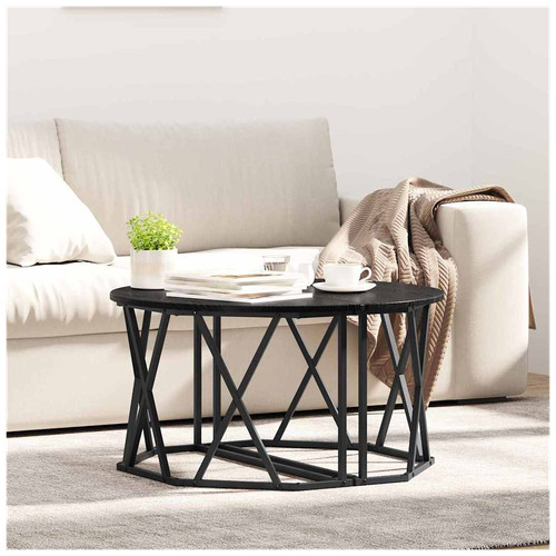Coffee table round black oak - coffee,