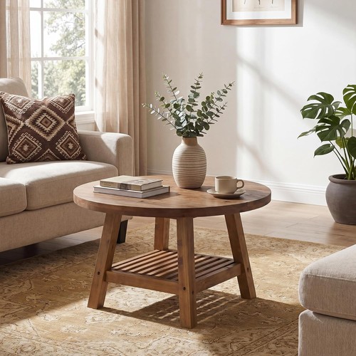 Solid wood round - round, table
